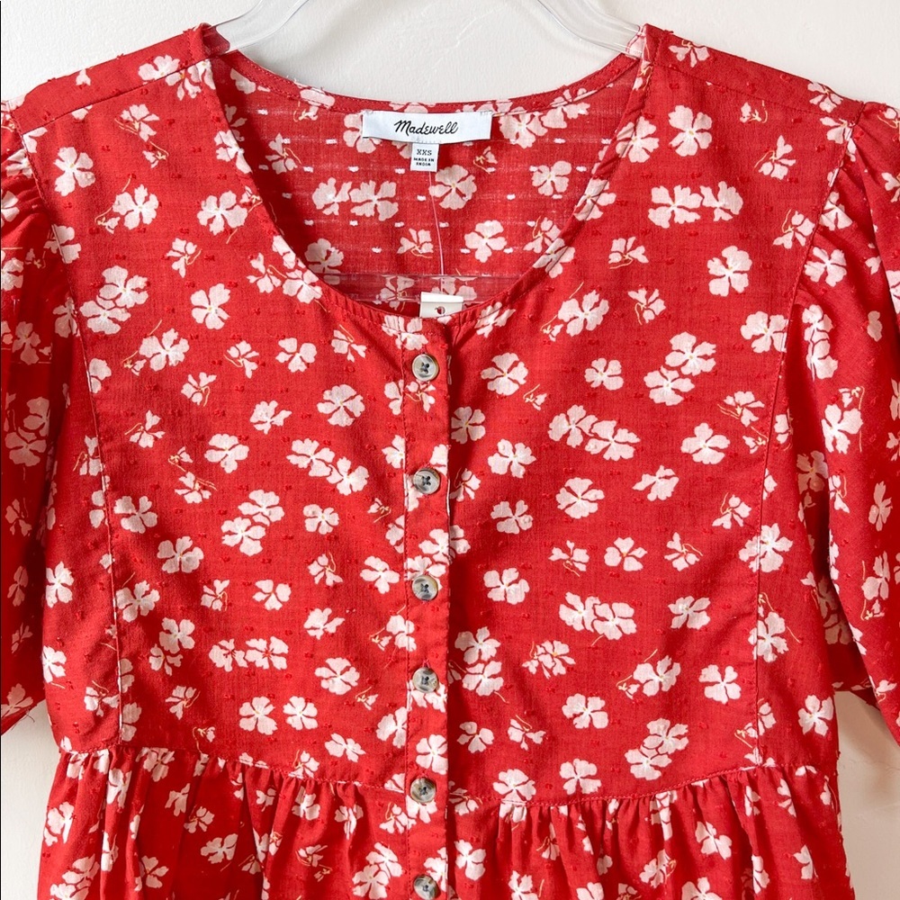 NWT Madewell Puff-Sleeve Button-Front Top - Picture 4 of 11